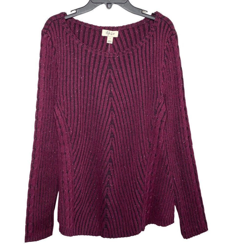 STYLE & CO Sweater Womens Small S Red Rib Knit Pullover NEW Tunic Cotton-Blend